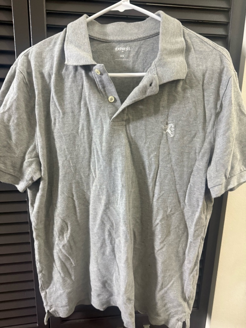 Express Men's Heather Gray Polo Shirt with Embroidered Logo